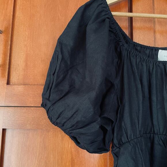 Pomander Place Ares Dress Linen Puff Short Sleeve Mini Black Size XL NEW - Picture 5 of 10
